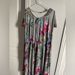 Mod Cloth Floral Striped Dress 3X
